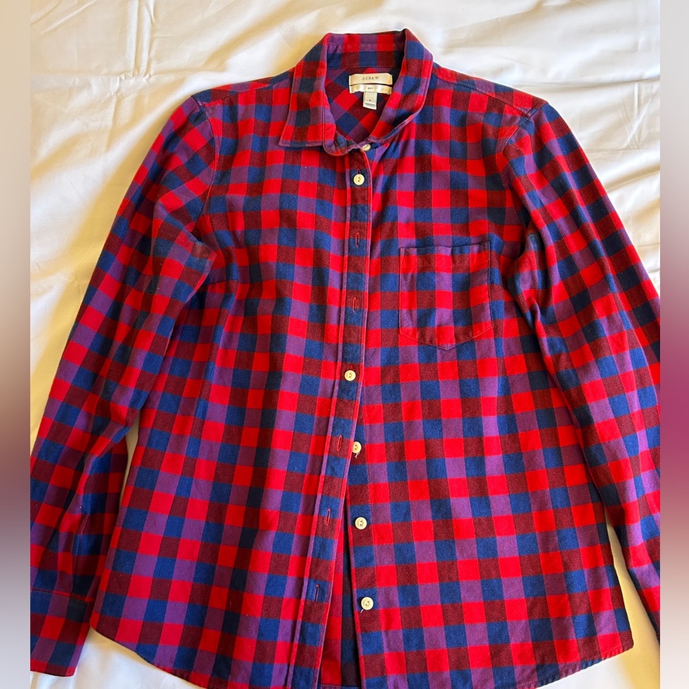 Jcrew red flannel button down shirt